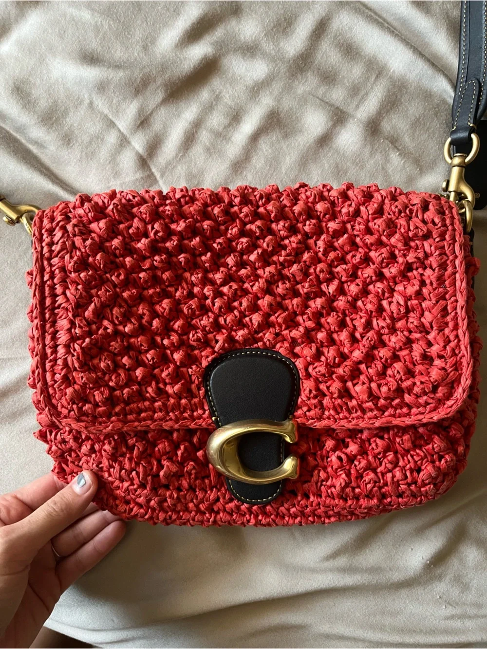 Coach crochet raffia bag